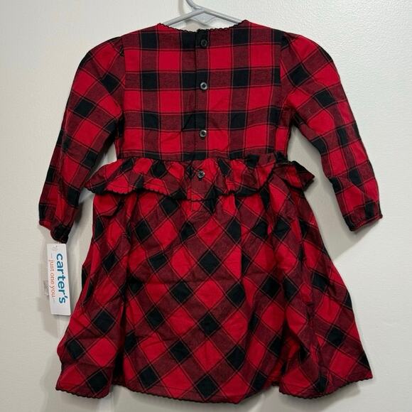 Carter’s 12 Month Red Plaid Flannel Dress - Picture 2 of 2